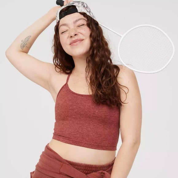 aerie Other - Aerie Hugger Longline Racerback Sports Bra - Rust